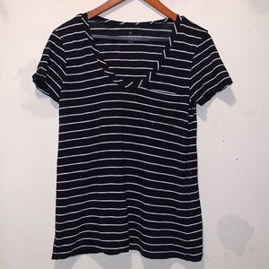 Caslon Women’s Size M petite - Black & White stripe short sleeve tee